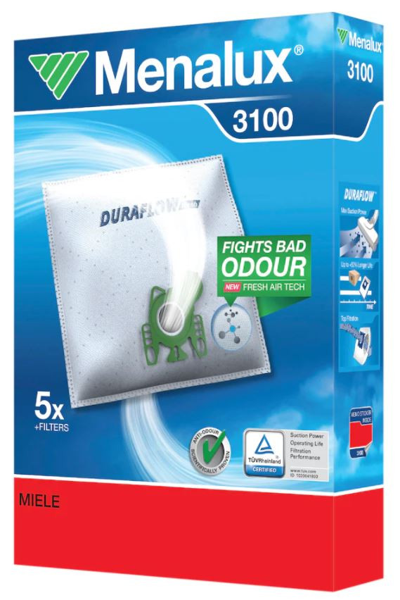 Menalux 3100 dammsugarpåsar till Miele Syntet 5-pack