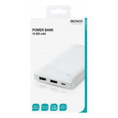Portabla batterier - Slim Powerbank 10000mAh från Deltaco med 2.1A