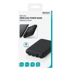 Portabla batterier - Powerbank 5000mAh med QI trådlös laddning som fästs på din telefon