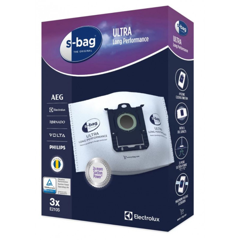Dammsugare - Electrolux S-Bag E210S 4.5L 3-pack dammsugarpåsar till Electrolux & Philips
