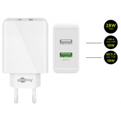 Laddare och kablar - Goobay Strömadapter med 2xUSB Quick Charge QC3.0 28W 2A