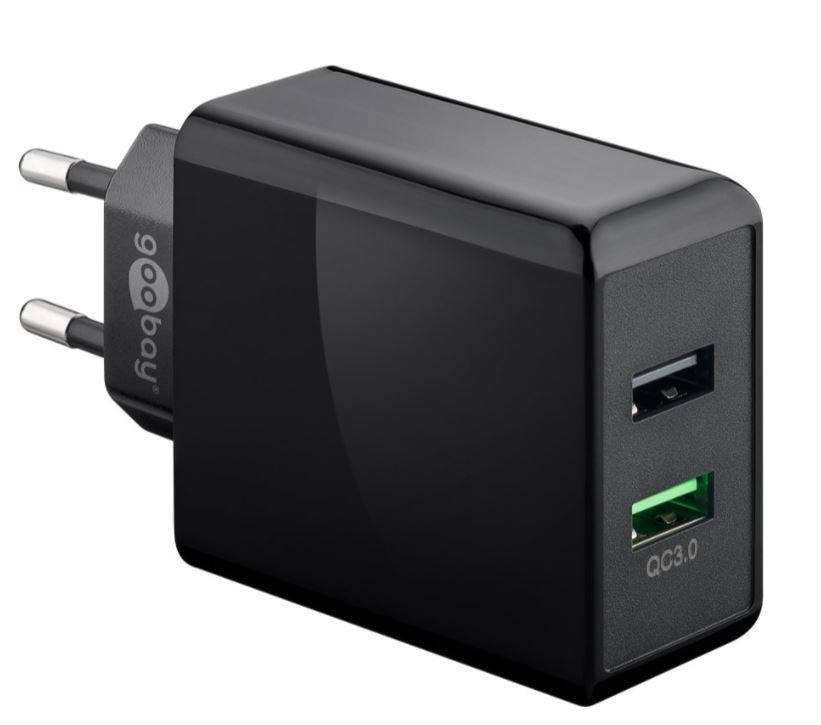 Goobay Strömadapter med 2xUSB Quick Charge QC3.0 28W 2A
