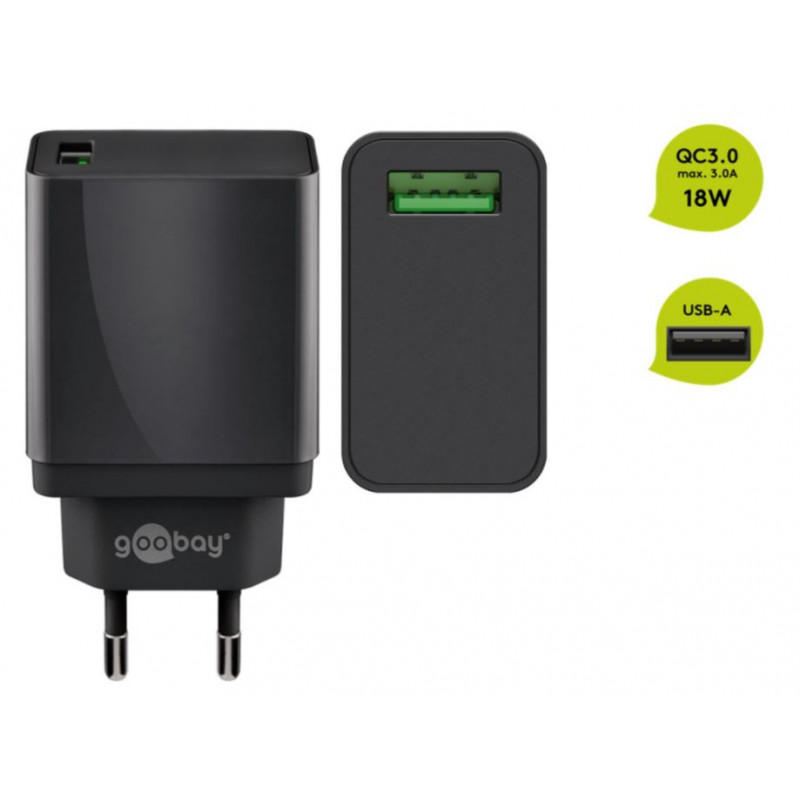 Laddare och kablar - Goobay Strömadapter med USB Quick Charge QC3.0 18W 3A