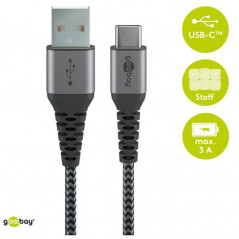 USB-C kabel - Laddkabel i textil USB-C till USB