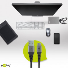 USB-C kabel - Laddkabel i textil USB-C till USB