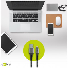 Laddare och kablar - Elegant & extra robust MFi-godkänd USB till Lightning iPhone-laddkabel max. 5V 2.4A (12W)