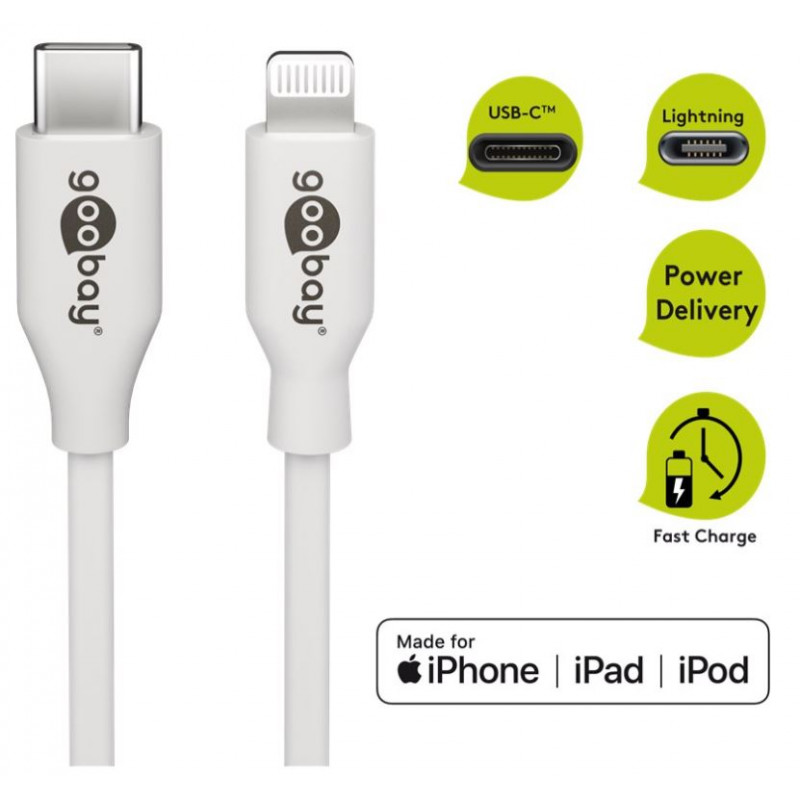Datortillbehör - Goobay USB-C till Lightning kabel MFi-Certifierad vit