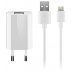 Laddkabel mobiltelefon - Strömadapter med MFi certiferad Lightning 1M
