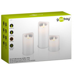 LED-ljus - Set med 3 LED-ljus med äkta vax och realistisk låga