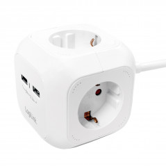 Grendosa - PowerCube Multi-grenuttag med 4 uttag + 2 USB 1.4m kabel