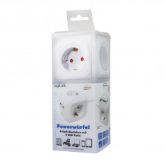 Grendosa - PowerCube Multi-grenuttag med 4 uttag + 2 USB 1.4m kabel