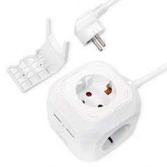 Grendosa - PowerCube Multi-grenuttag med 4 uttag + 2 USB 1.4m kabel