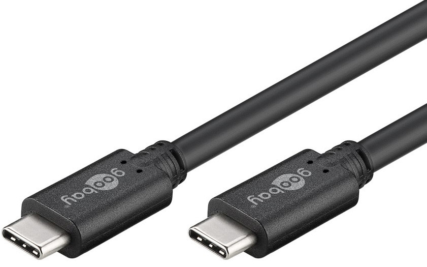 Goobay USB-C till USB-C USB 3.2 gen 1 laddkabel 60W bildskärmskabel 4K@60Hz (0.5 meter)