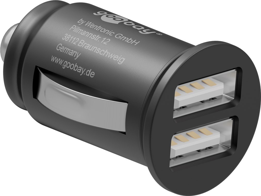 Billaddare med stöd för snabbladdning och 2x USB-kontakter