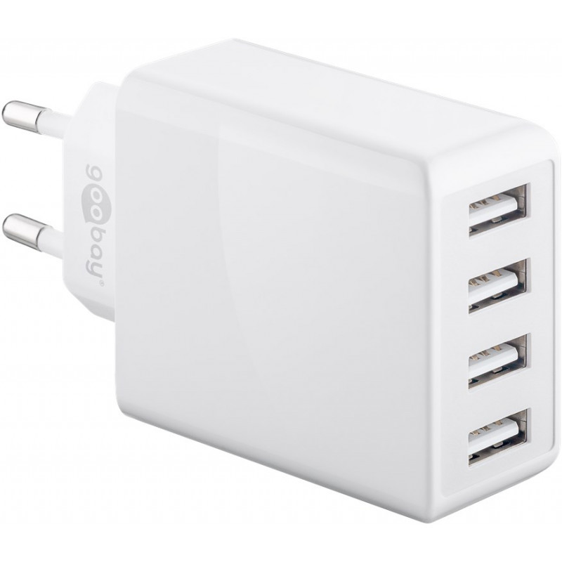 Laddare och kablar - Goobay Strömadapter för USB-laddare 3A med 4xUSB (15W)