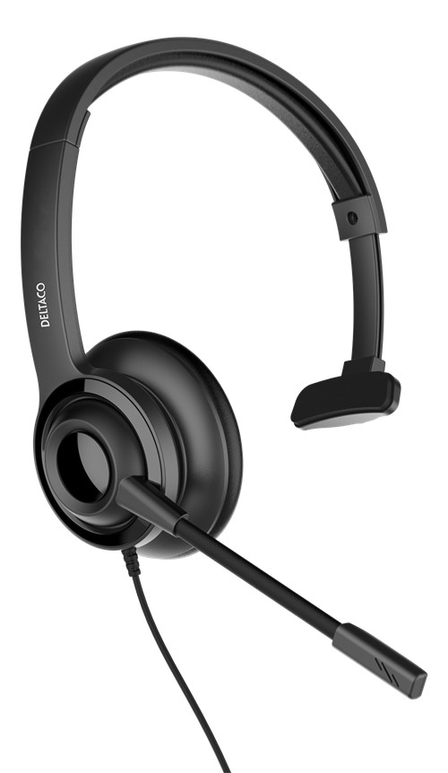 Deltaco mono headset med brusreducerande mikrofon