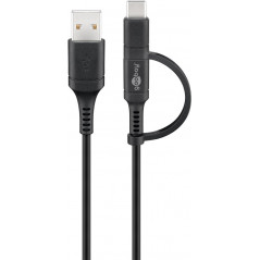 Micro USB kabel - Goobay USB-A 2.0 till micro-USB med USB-C adapter