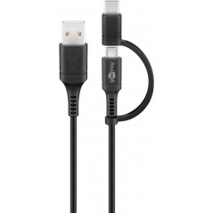Micro USB kabel - Goobay USB-A 2.0 till micro-USB med USB-C adapter