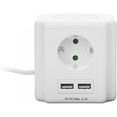 Grendosa - Goobay Multi-grenuttag med 4 uttag + 2 USB