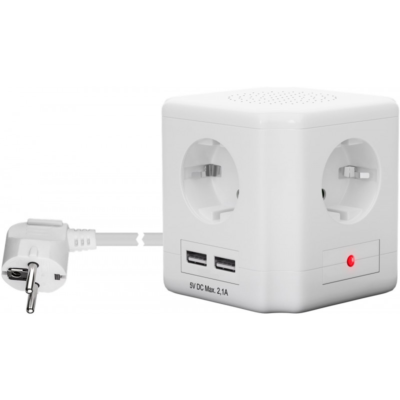 Grendosa - Goobay Multi-grenuttag med 4 uttag + 2 USB