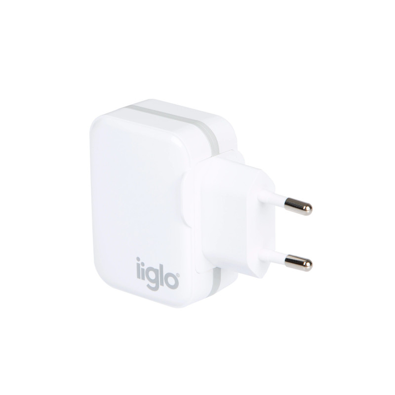 Väggladdare mobiltelefon - iiglo universalladdare till telefon och surfplatta USB-A med Quick Charge 3.0, 18W