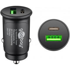 Billaddare mobiltelefon - Billaddare med USB-A och USB-C kontakt med stöd för snabbladdning och USB-C PD 30W