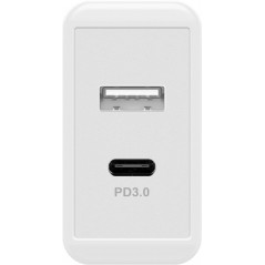 Laddare och kablar - Strömadapter med USB-C & USB-A, snabbladdning 28W, PD (Power Delivery)