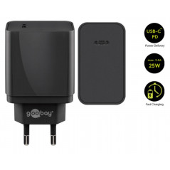 Laddare och kablar - Strömadapter med USB-C PD (Power Delivery) 25W, snabbladdning