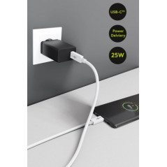 Laddare och kablar - Strömadapter med USB-C PD (Power Delivery) 25W, snabbladdning