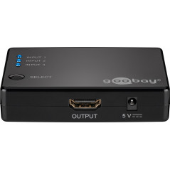 Skärmkabel & skärmadapter - HDMI-switch för 3 enheter med fjärrkontroll från Goobay