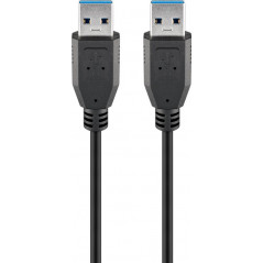 USB 3.0 SuperSpeed Kabel, hane till hane, svart