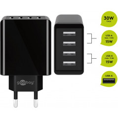 Laddare och kablar - Goobay strömadapter med 4xUSB, 30W max