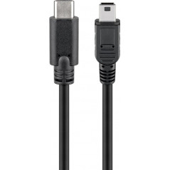 USB-kabel USB mini - USB-C till miniUSB-kabel, 0.5 meter, svart