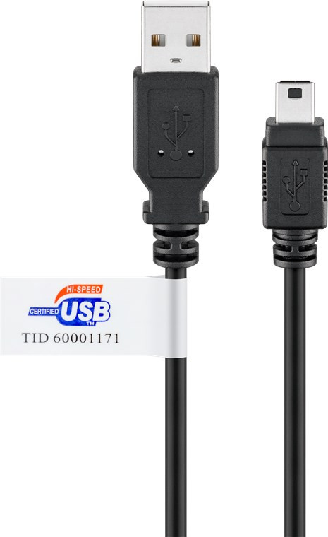 Goobay USB 2.0 till miniUSB Hi-Speed kabel, svart (3 meter)