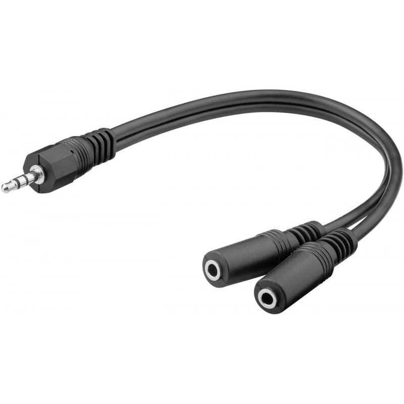 Ljudkabel & ljudadapter - Headsetadapter 3.5 mm till 2x 3.5 mm kabel, Y-adapter, 0.2 meter