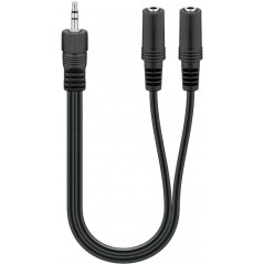 Headsetadapter 3.5 mm till 2x 3.5 mm kabel, Y-adapter, 0.2 meter