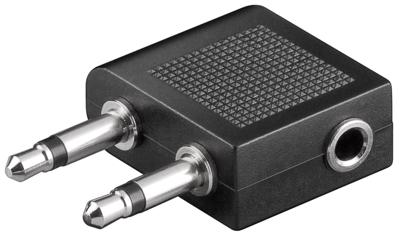Adapter för flyg-/resehörlurar, AUX-uttag, 3,5 mm hona