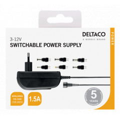 Universal laddare dator - AC- till DC-adapter med ställbar volt, 6 olika kontakter