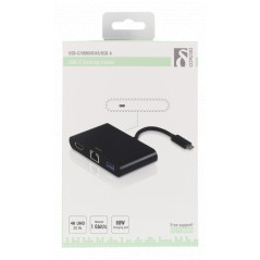 Dockningsstation för dator - USB-C-dockningsstation med HDMI, RJ45, 1xUSB, USB-C port för laddning