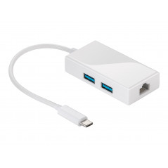 Datortillbehör - Goobay USB-C-nätverkskort gigabit med USB-hubb