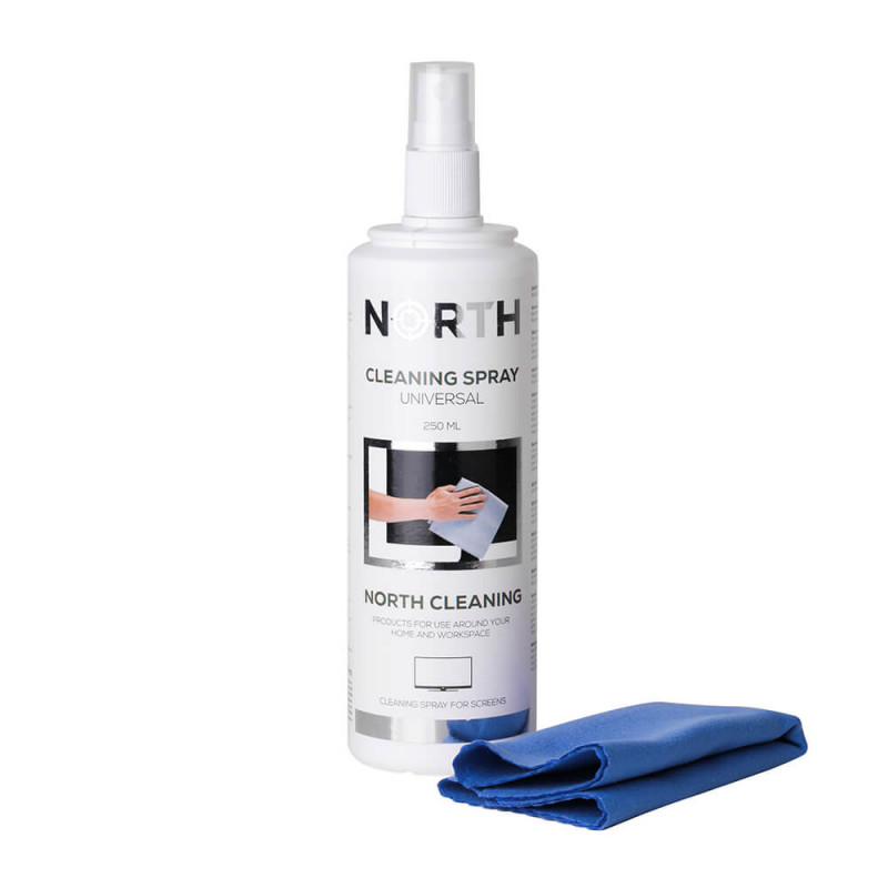 Datorskärm tillbehör - North skärmrengörings-kit för TV/datorskärm 250ml med mikrofiberduk