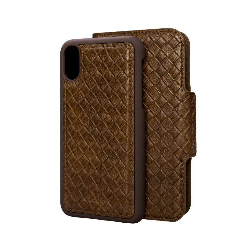 Skal och fodral - Plånboksfodral med magnetiskt mobilskal till iPhone X/Xs (Brown Elite)