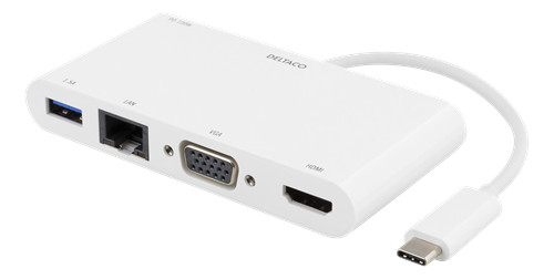 USB-C Dockningsstation Multiport till HDMI/VGA/LAN/USB med 4K-stöd