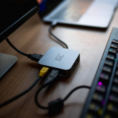USB-C dockningsstation - GreenCell Multiport USB-C hubb med USB-C, HDMI- (4K), USB 3.0 och Ethernet (GC-HUB2) PD87W