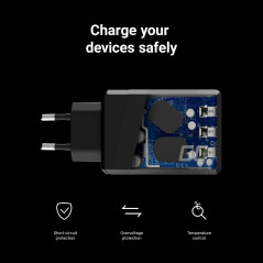 Väggladdare mobiltelefon - GreenCell väggadapter med 3x USB, 30W med QC 3.0