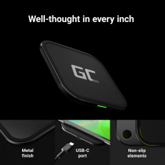 Trådlös laddare mobiltelefon - GreenCell AirJuice 15W trådlös Qi-laddare med snabbladdning