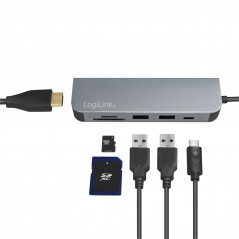 Adapter USB-C - LogiLink USB-C Multi-hub med HDMI, 2xUSB, SD-läsare, PD 60W, 4K2K@30Hz, (Multiport)