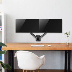 VESA-fäste till skärm - Dubbel monitorarm och väggfäste med gasfjäder för två skärmar 17-32"
