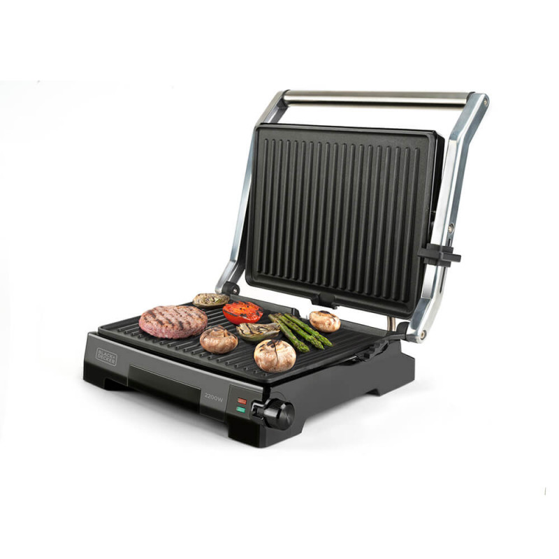 Smörgåsgrill - Black+Decker Bordsgrill Temp Control 2200W Brushed