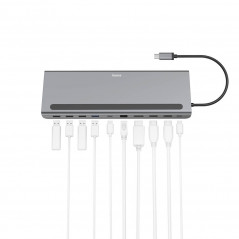 USB-C skärmadapter - USB-C Dockningsstation 10 portar, upp till 2 skärmar, USB-C, USB-A, HDMI, DP, Ethernet